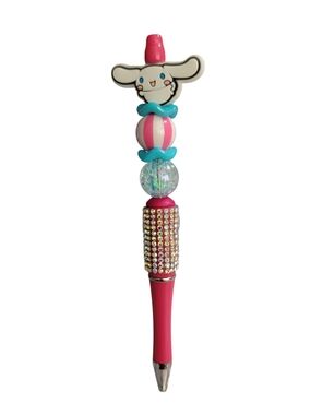 Cute Pink Character Beaded Pen - Decorative Writing Tool